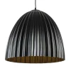 Mat zwarte hanglamp hoge koepel met relief