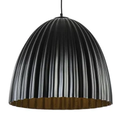 Mat zwarte hanglamp hoge koepel met relief
