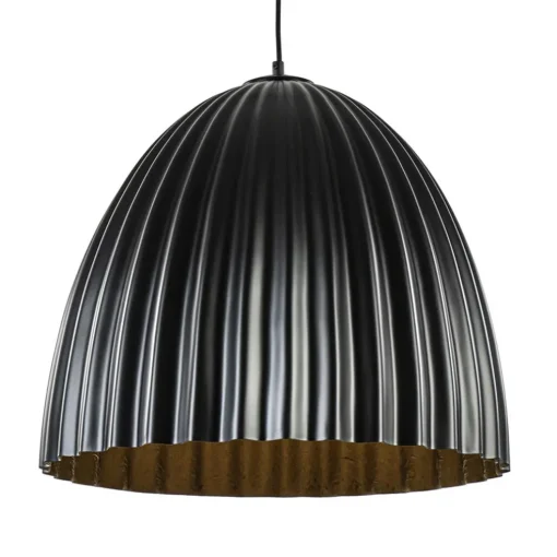 Mat zwarte hanglamp hoge koepel met relief