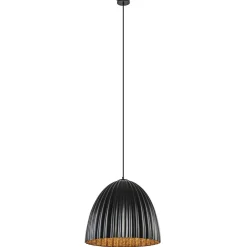 Mat zwarte hanglamp hoge koepel met relief