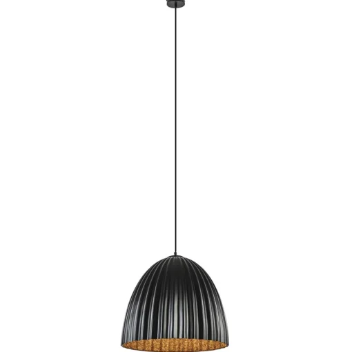 Mat zwarte hanglamp hoge koepel met relief