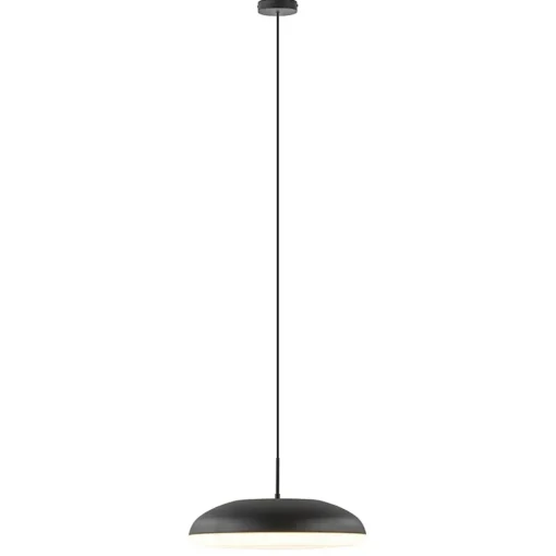 Mat zwarte hanglamp koepel met witte kap