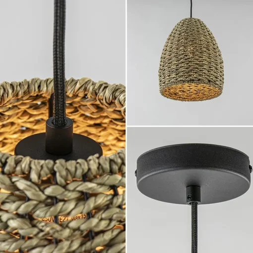 Mat zwarte hanglamp met touw