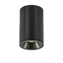 Mat zwarte opbouwspot rond IP54 badkamer/buiten