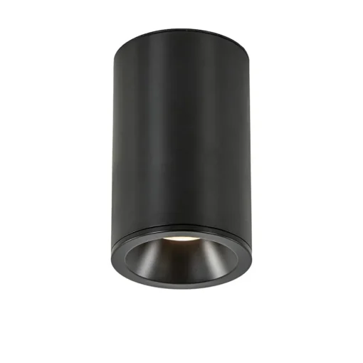 Mat zwarte opbouwspot rond IP54 badkamer/buiten