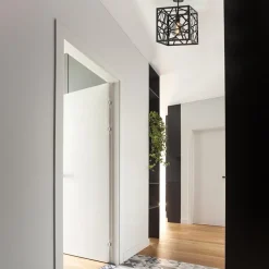 Mat zwarte plafondlamp metaal met vierkante kap