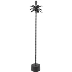 Mat zwarte vloerlamp Armata met palmbladeren