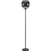 Mat zwarte vloerlamp met smoke/titanium glazen kap
