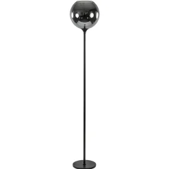 Mat zwarte vloerlamp met smoke/titanium glazen kap