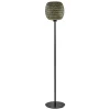 Mat zwarte vloerlamp met bamboe kap