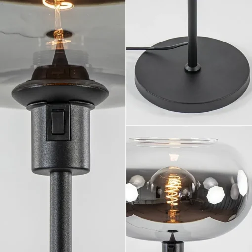 Mat zwarte vloerlamp met smoke glas gradient
