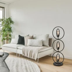 Mat zwarte vloerlamp rings