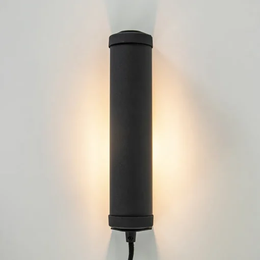 Mat zwarte wandlamp met snoer