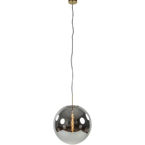 Medina hanglamp bol XL smoke glas met brons