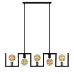 Metalen eettafel hanglamp zwart frame
