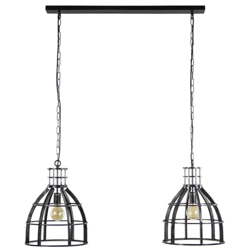 Metalen eettafel hanglamp 2-lichts kooi
