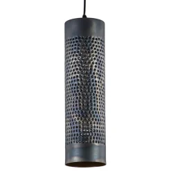 Metalen hanglamp cilinder bruin gevlamd