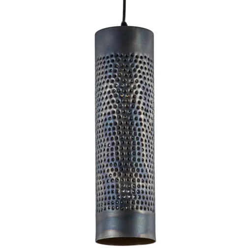 Metalen hanglamp cilinder bruin gevlamd