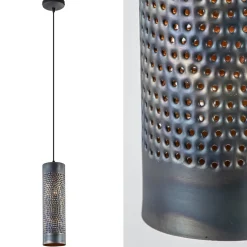 Metalen hanglamp cilinder bruin gevlamd
