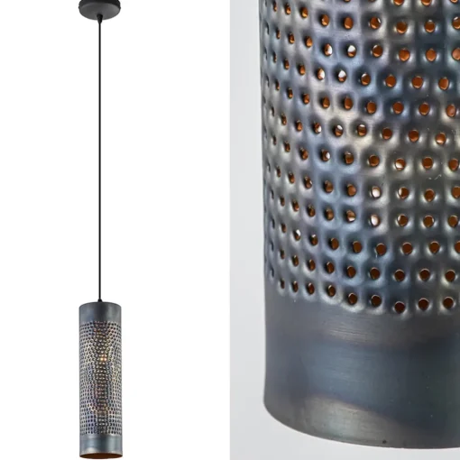 Metalen hanglamp cilinder bruin gevlamd