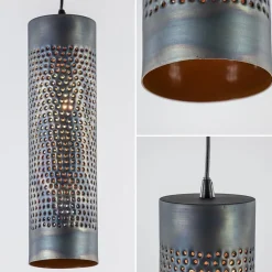 Metalen hanglamp cilinder bruin gevlamd