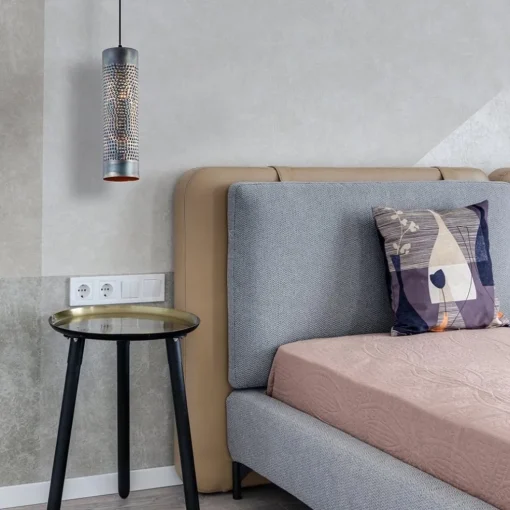 Metalen hanglamp cilinder bruin gevlamd