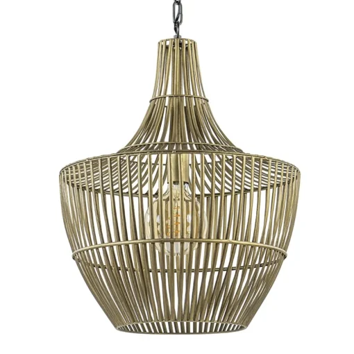 Metalen hanglamp Stella antiek brons met zwart