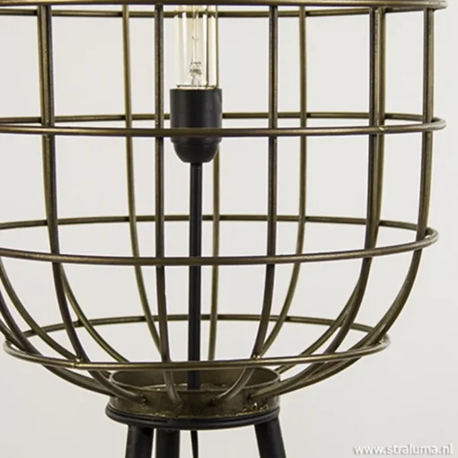 Metalen kooi vloerlamp oud-brons L&L