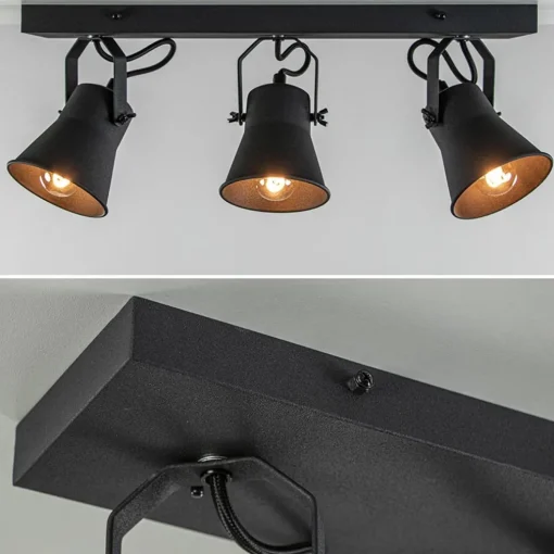 Metalen 3-l plafondlamp mat zwart verstelbaar