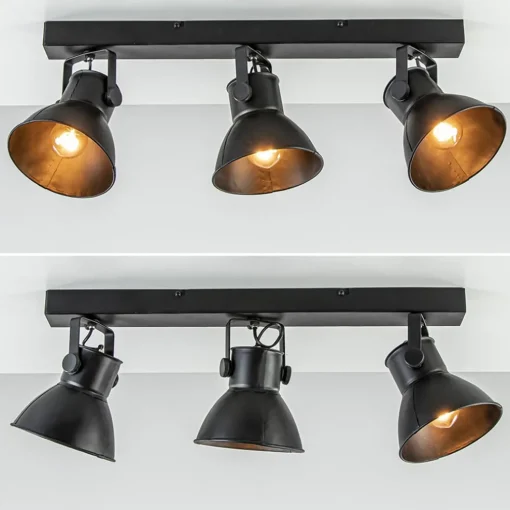 Metalen 3-lichts plafondlamp ELiano mat zwart