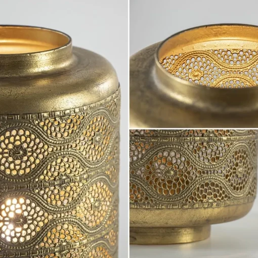 Metalen tafellamp lantaarn goud Oriental