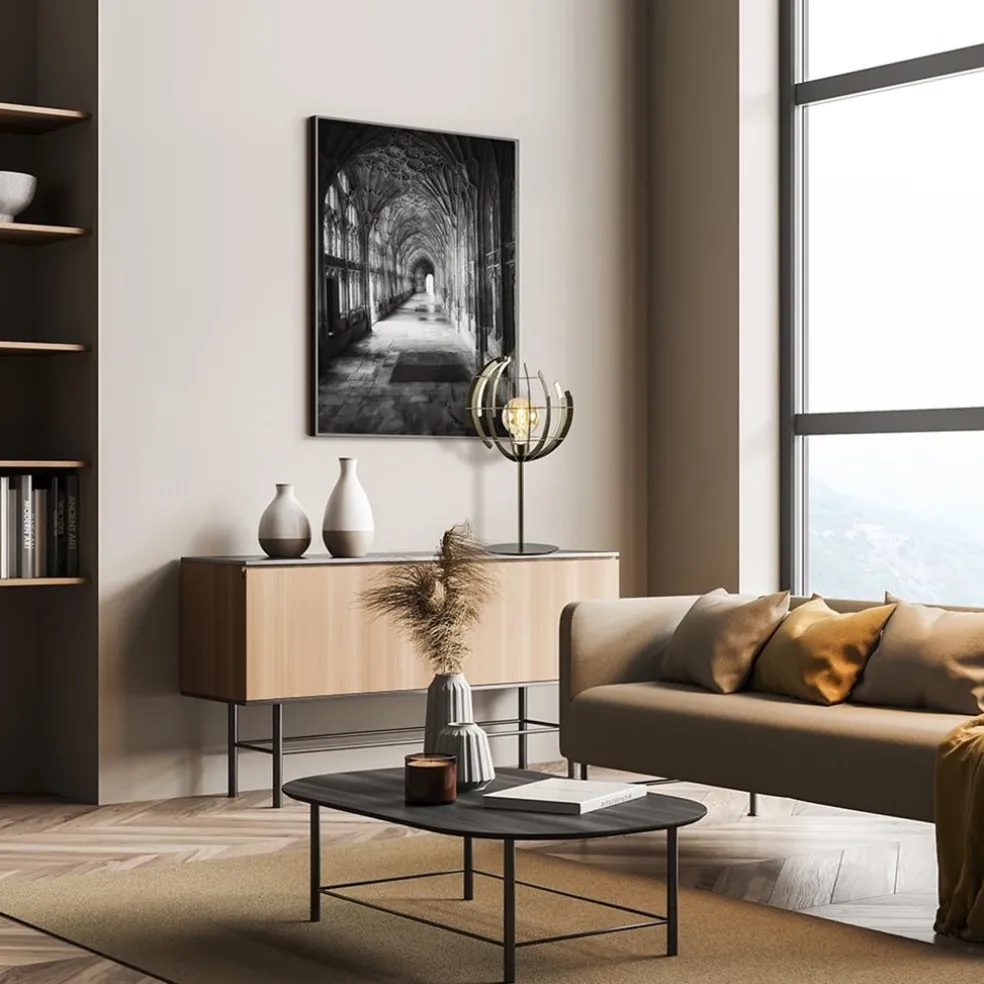 Metalen tafellamp Terra met oud messing afwerking