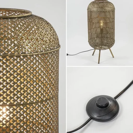 Metalen vloerlamp Oosterse lantaarn goud