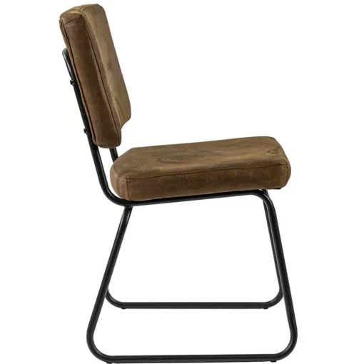 Micro lederen eetkamerstoel camel met zwart frame