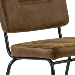 Micro lederen eetkamerstoel camel met zwart frame
