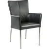 Moderne armstoel zwart leder met RVS poten