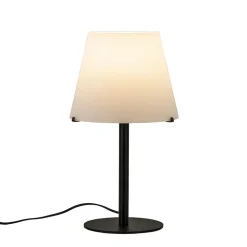 Moderne design tafellamp zwart met witte glazen kap