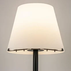 Moderne design tafellamp zwart met witte glazen kap
