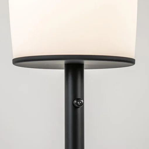 Moderne design vloerlamp zwart met opaal glas dim to warm
