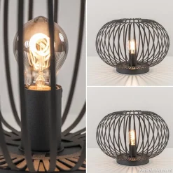 Moderne draad tafellamp rond mat zwart