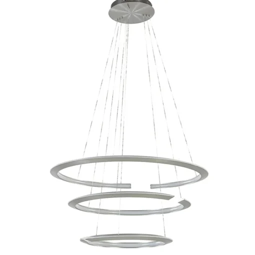 Moderne hanglamp rond met LED ringen nikkel