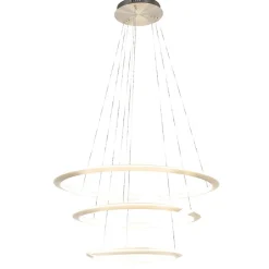 Moderne hanglamp rond met LED ringen nikkel