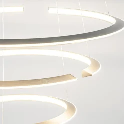 Moderne hanglamp rond met LED ringen nikkel