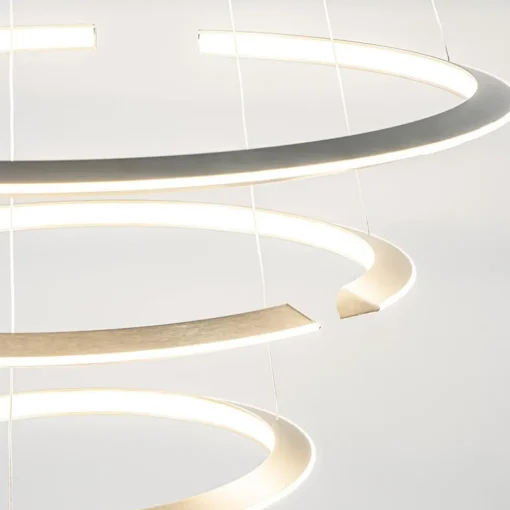 Moderne hanglamp rond met LED ringen nikkel
