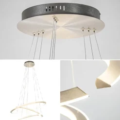 Moderne hanglamp rond met LED ringen nikkel