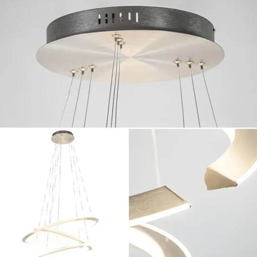 Moderne hanglamp rond met LED ringen nikkel