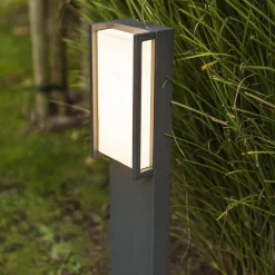 Moderne LED buitenpaal grijs rechthoek IP54