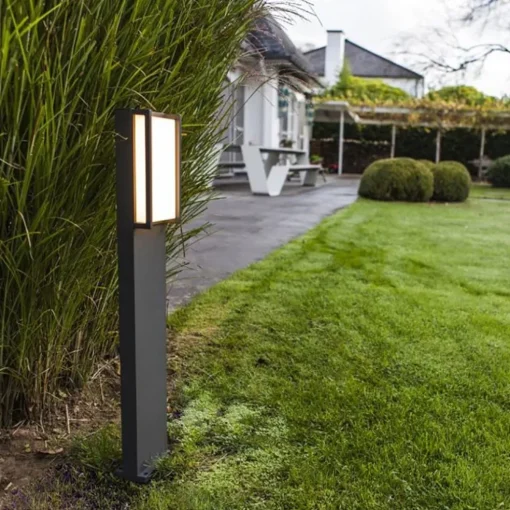 Moderne LED buitenpaal grijs rechthoek IP54