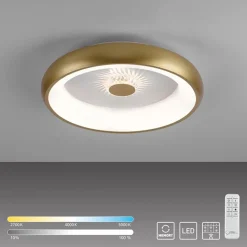 Moderne LED plafondlamp mat goud met remote dimbaar