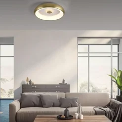 Moderne LED plafondlamp mat goud met remote dimbaar